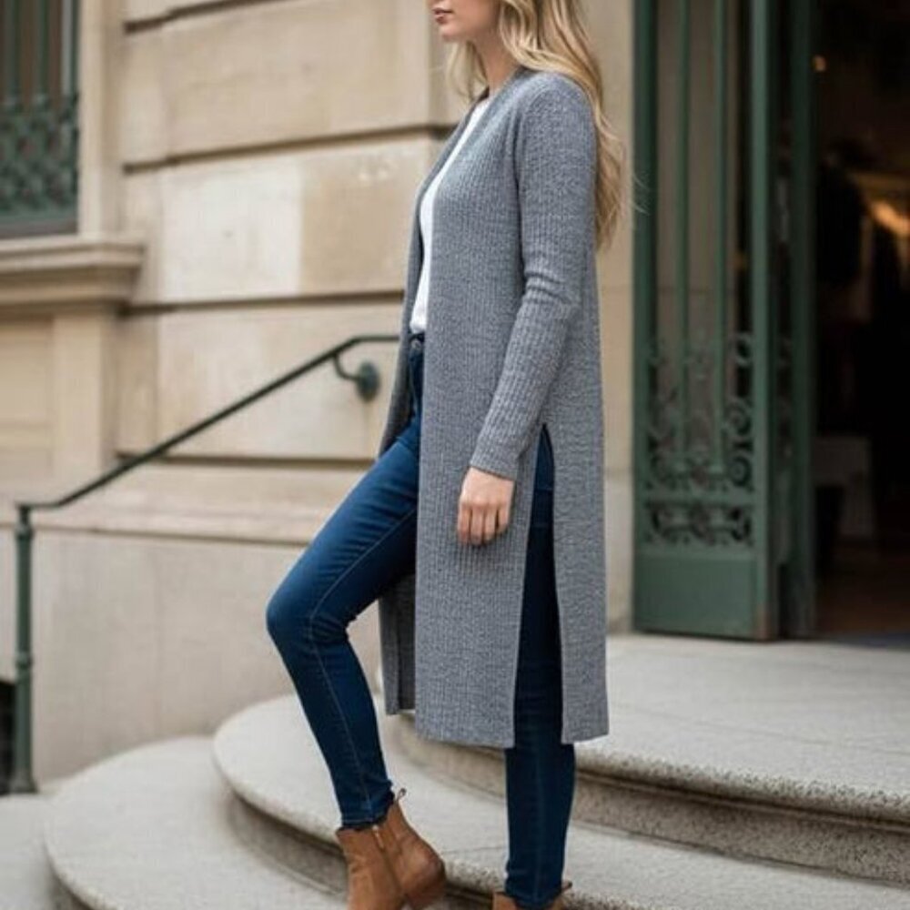 MULTI GREY LONG SWEATER